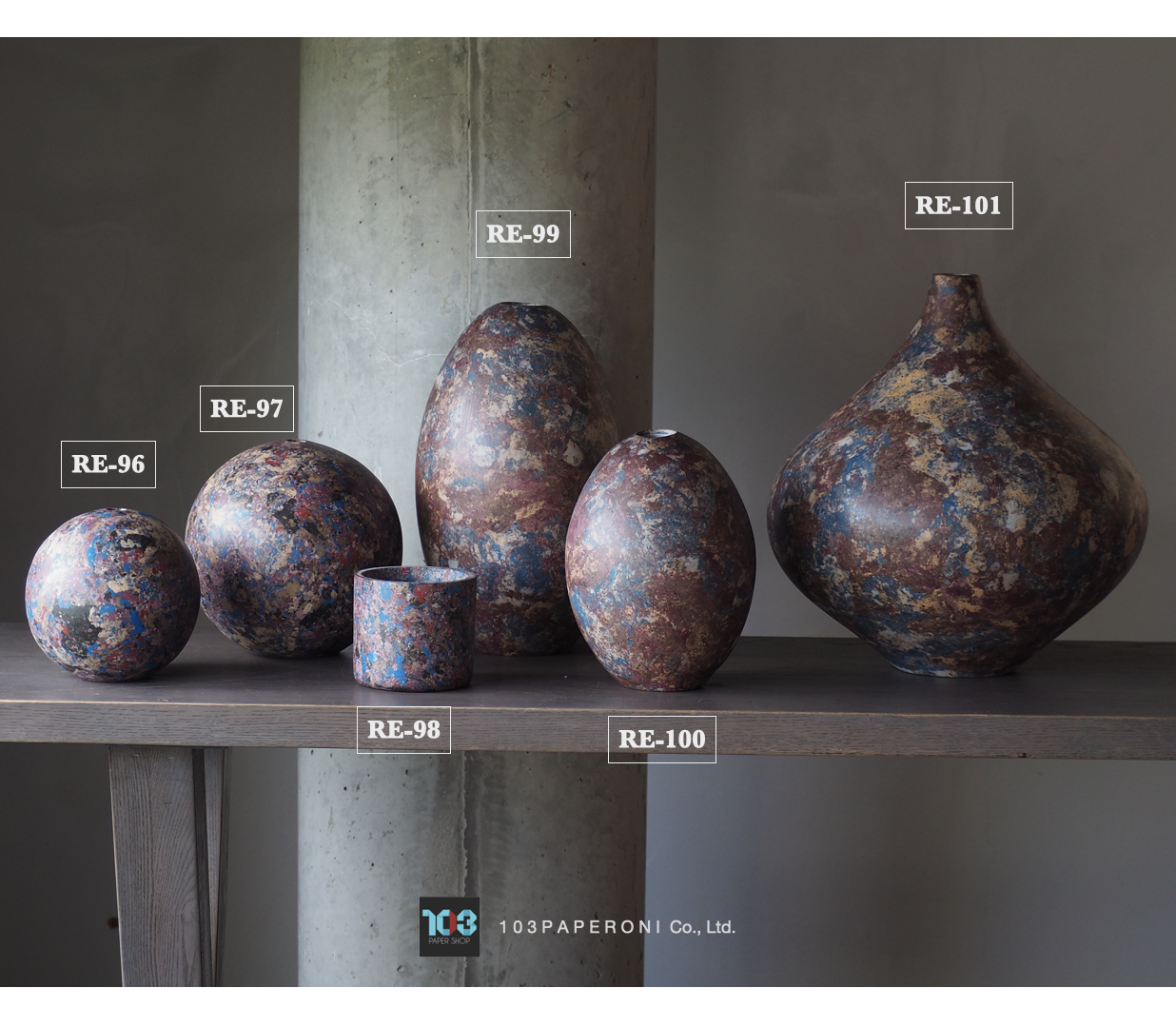 RE.96 - RE.101 : PAPER VASE - Our designs give new life to recycled paper and other natural materials, Handmade sculptures , Which is created piece by piece. RE.96 - RE.101 : PAPER VASE - Our designs give new life to recycled paper and other natural materials, Handmade sculptures , Which is created piece by piece.