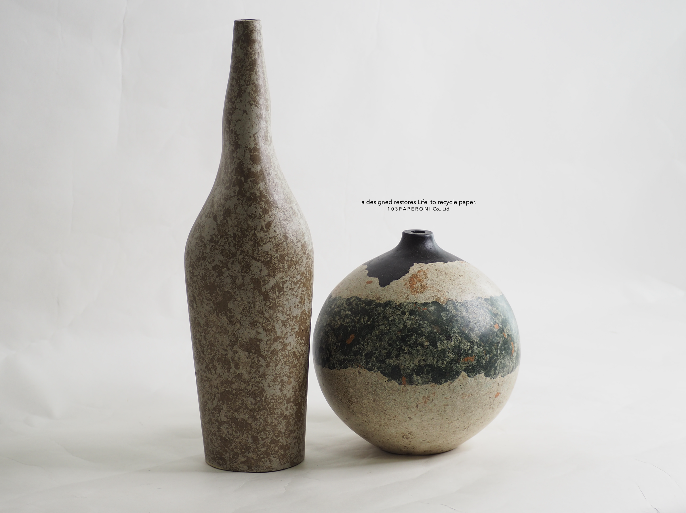 103PAPER NO.24 : PAPER VASE (SET) - Our designs give new life to recycled paper and other natural materials, Handmade sculptures , Which is created piece by piece. 103PAPER NO.24 : PAPER VASE (SET) - Our designs give new life to recycled paper and other natural materials, Handmade sculptures , Which is created piece by piece.