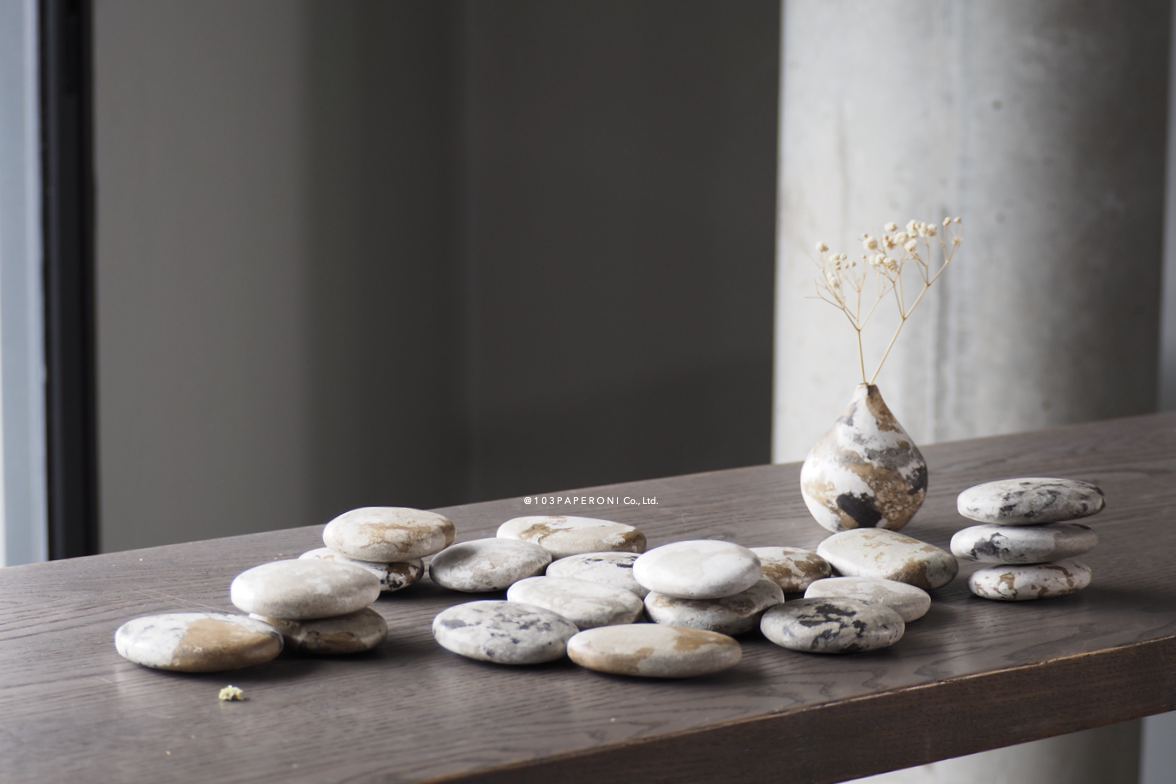 103PAPER NO.46 (Paper Rock / Paper Rock Magnet / Paper Rock Vase)   :   Our designs give new life to recycled paper and other natural materials,  Handmade sculptures , Which is created piece by piece.