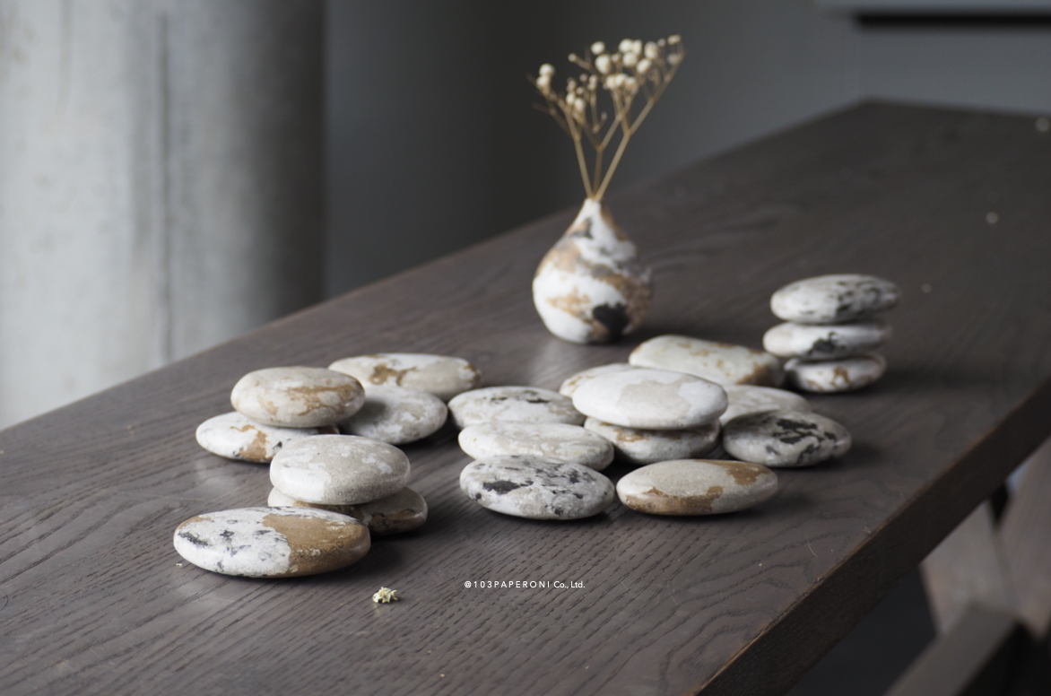 103PAPER NO.46 (Paper Rock / Paper Rock Magnet / Paper Rock Vase)   :   Our designs give new life to recycled paper and other natural materials,  Handmade sculptures , Which is created piece by piece.