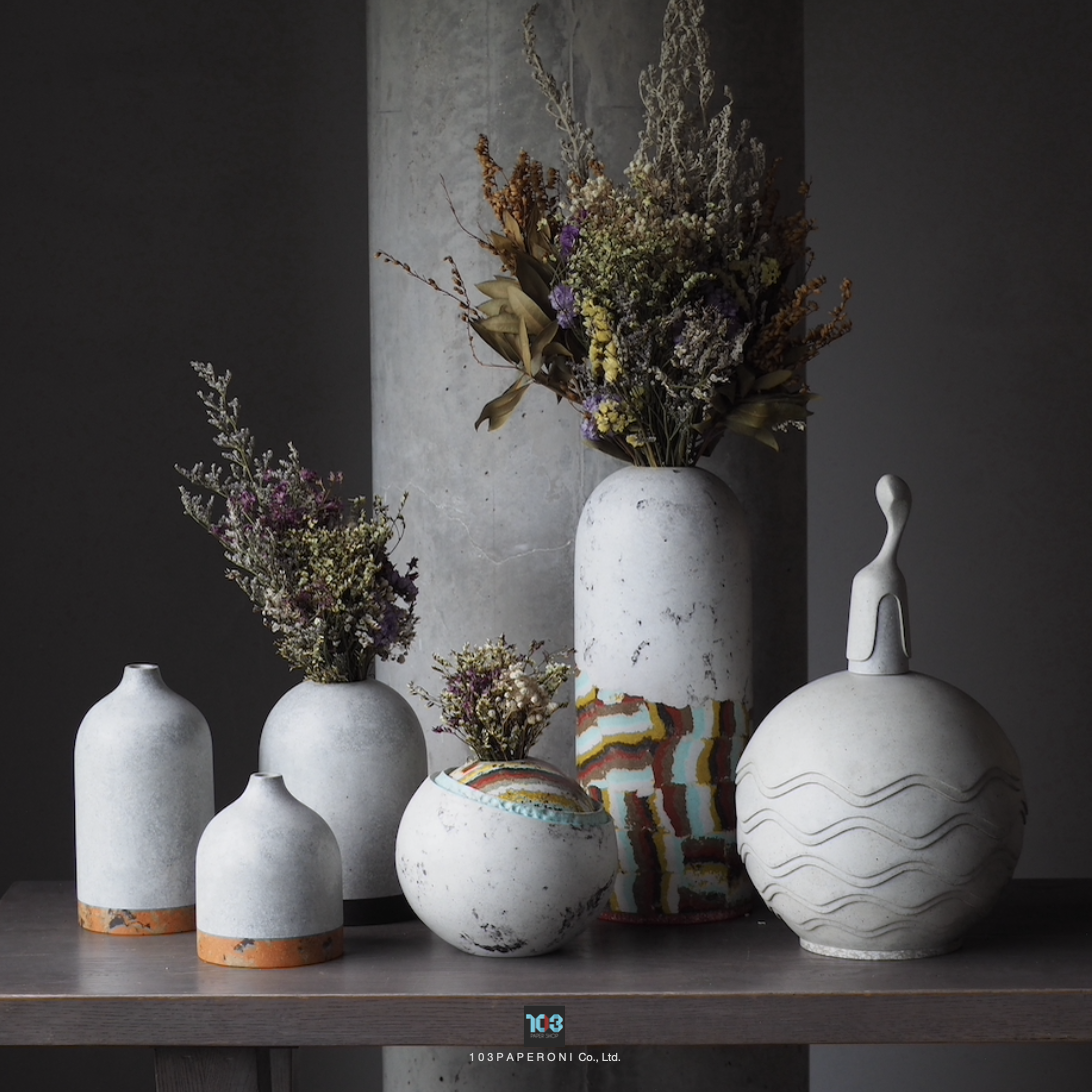 RE.47 - RE.52 : PAPER SCULPTURE AND PAPER VASE - Our designs give new life to recycled paper and other natural materials, Handmade sculptures , Which is created piece by piece. RE.47 - RE.52 : PAPER SCULPTURE AND PAPER VASE - Our designs give new life to recycled paper and other natural materials, Handmade sculptures , Which is created piece by piece.