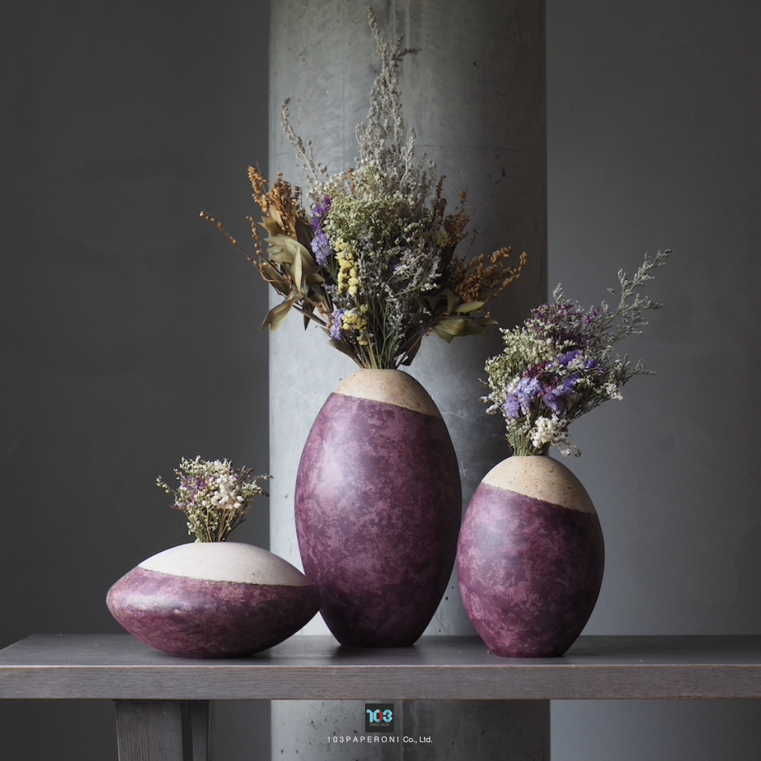 RE.61 - RE.63 : PAPER VASE - Our designs give new life to recycled paper and other natural materials, Handmade sculptures , Which is created piece by piece. RE.61 - RE.63 : PAPER VASE - Our designs give new life to recycled paper and other natural materials, Handmade sculptures , Which is created piece by piece.