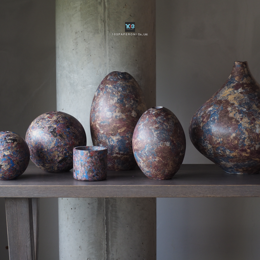 RE.96 - RE.101 : PAPER VASE - Our designs give new life to recycled paper and other natural materials, Handmade sculptures , Which is created piece by piece. RE.96 - RE.101 : PAPER VASE - Our designs give new life to recycled paper and other natural materials, Handmade sculptures , Which is created piece by piece.