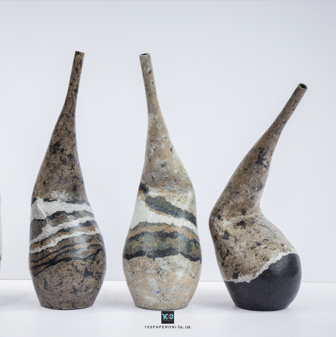 103PAPER NO.11 : PAPER VASE - Our designs give new life to recycled paper and other natural materials, Handmade sculptures , Which is created piece by piece. 103PAPER NO.11 : PAPER VASE - Our designs give new life to recycled paper and other natural materials, Handmade sculptures , Which is created piece by piece.