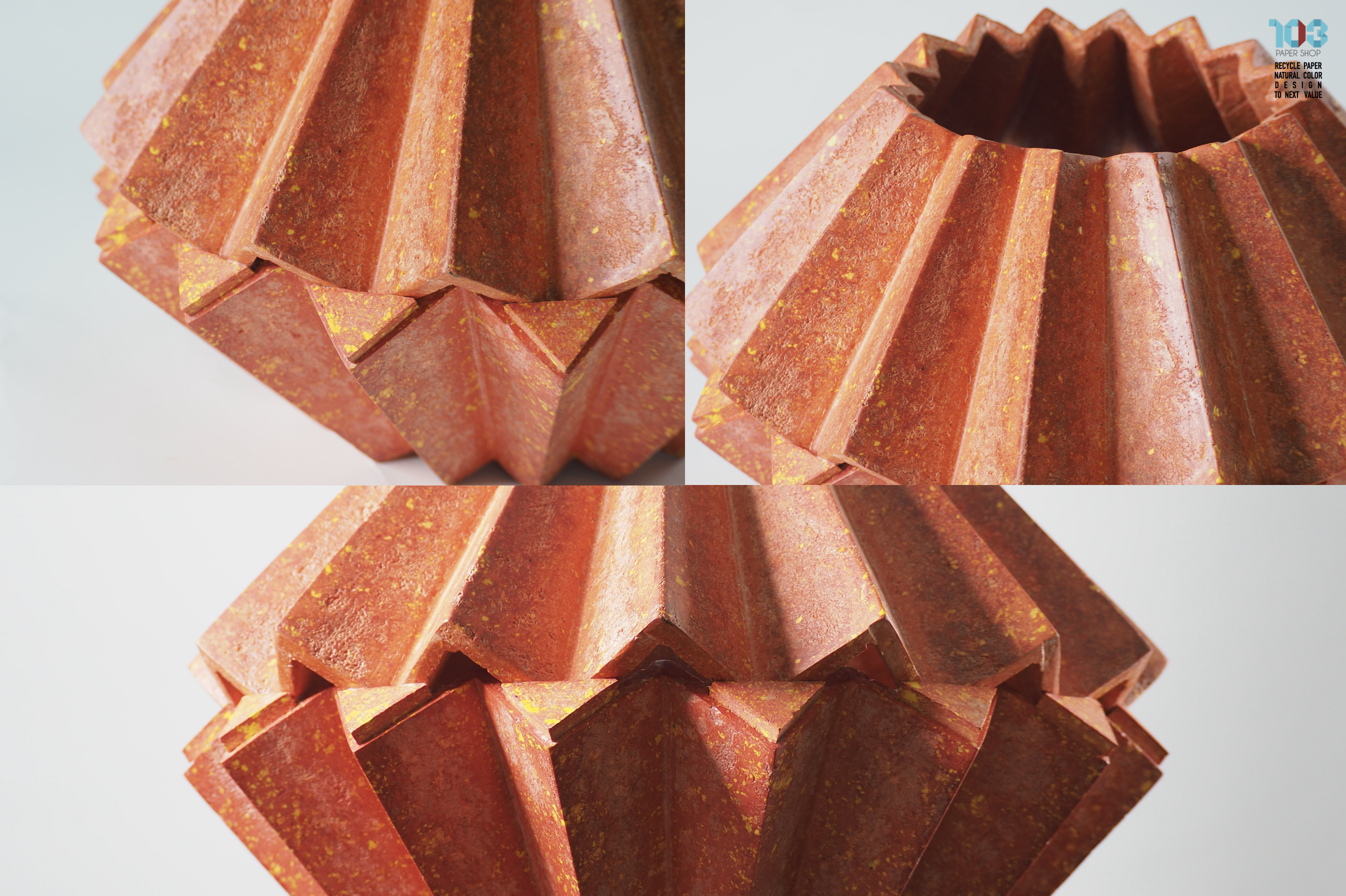 Khun BanChop / คุณบรรจบ - Paper Sculpture Vase  -  Our designs give new life to recycled paper and other natural materials,  Handmade sculptures , Which is created piece by piece.