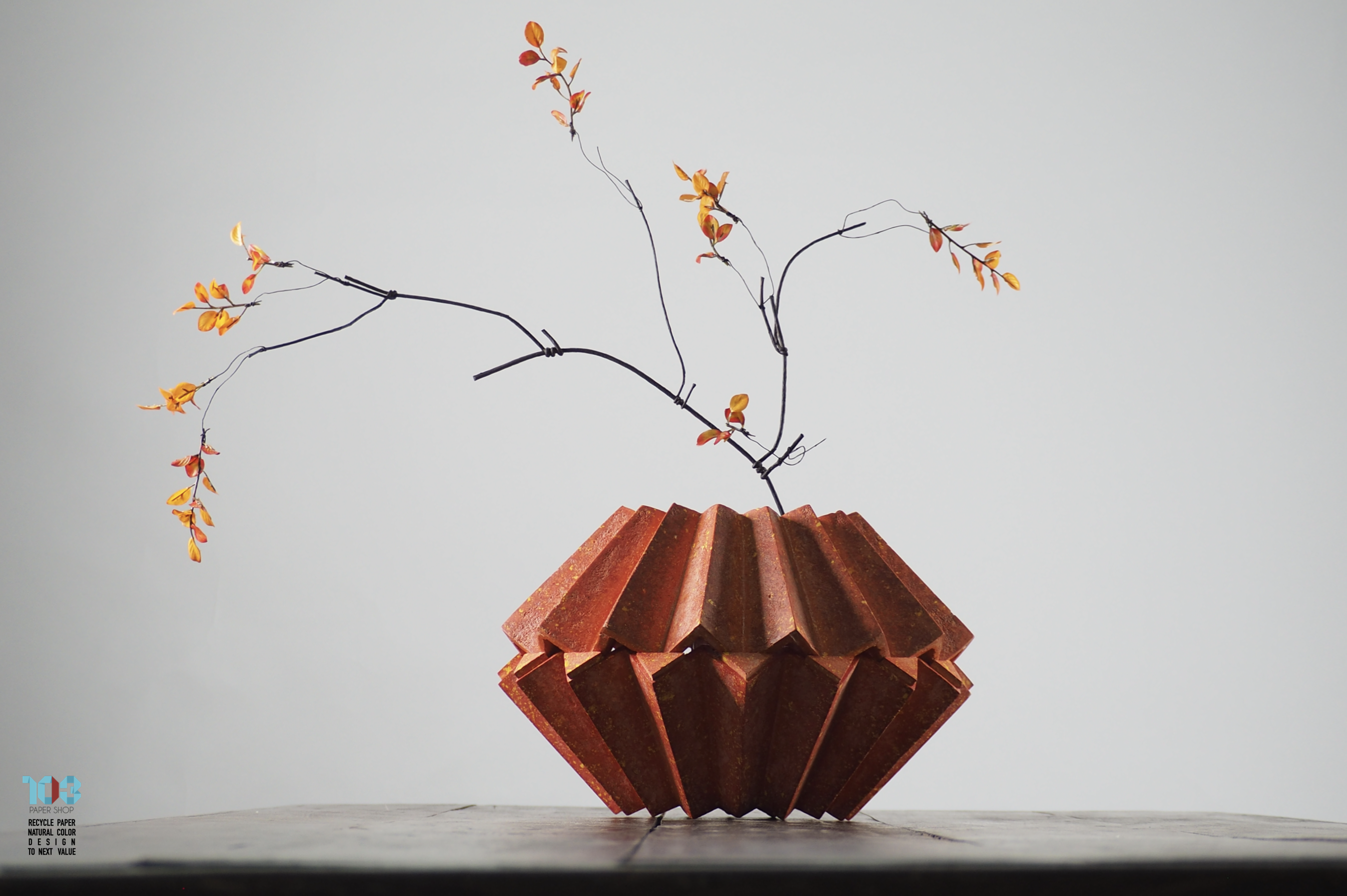 Khun BanChop / คุณบรรจบ - Paper Sculpture Vase  -  Our designs give new life to recycled paper and other natural materials,  Handmade sculptures , Which is created piece by piece.